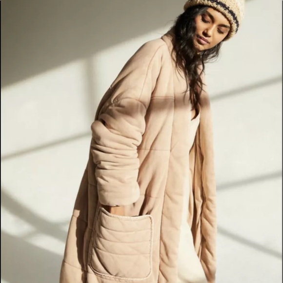 Free People Jackets & Blazers - Free People Dolman Duvet Coat Maxi Duster Champagne Slumber Tan Pink